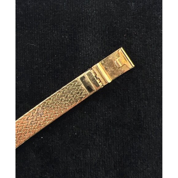 Precision By Gruen Gold-Tone Quartz Watch With Black Dial & Woven Bracelet Stain main image 9